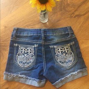 Owl Design Jean Shorts